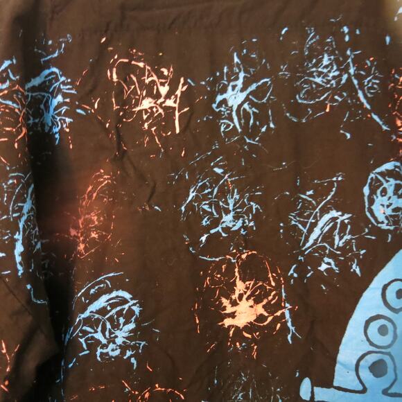 AFRICAN Handmade Dashiki Mens Shirt Saxophone Short Sleeve Black Blue One Size - Picture 13 of 13